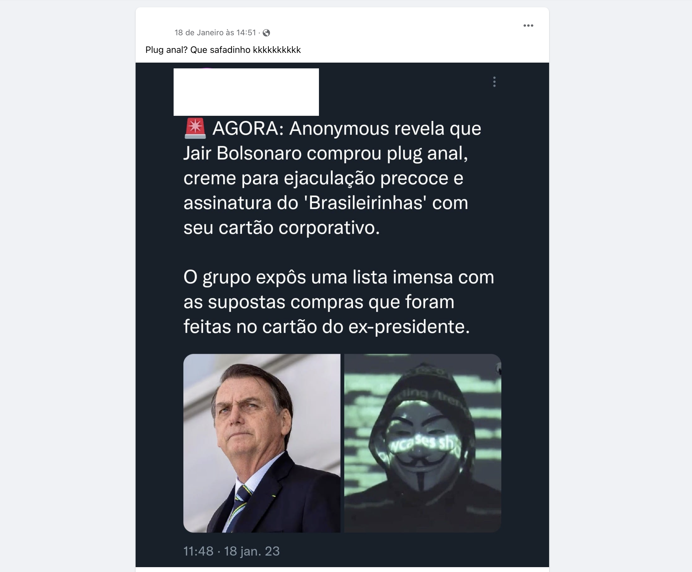 Bolsonaro comprou plug anal