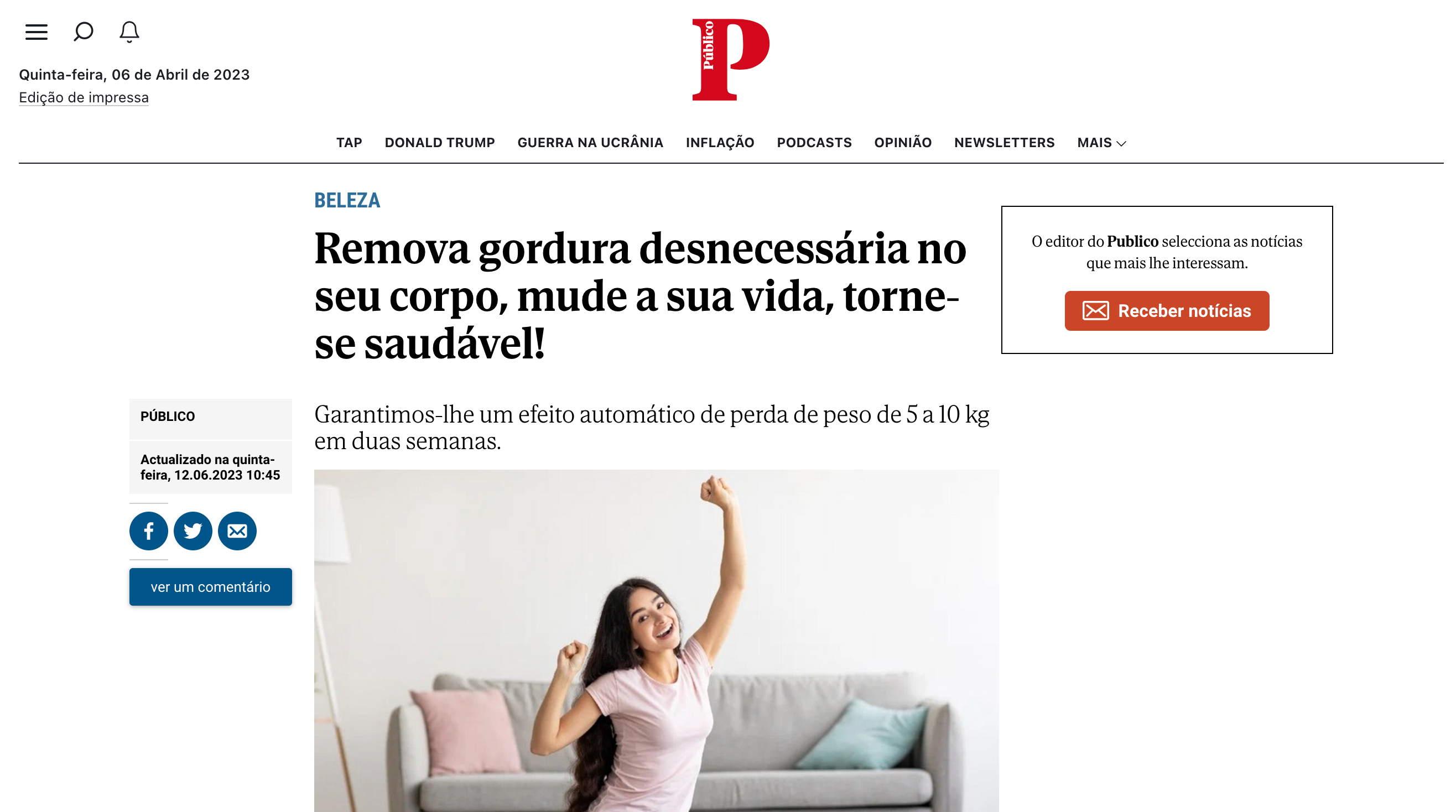 Página do Público manipulada Página do Público manipulada